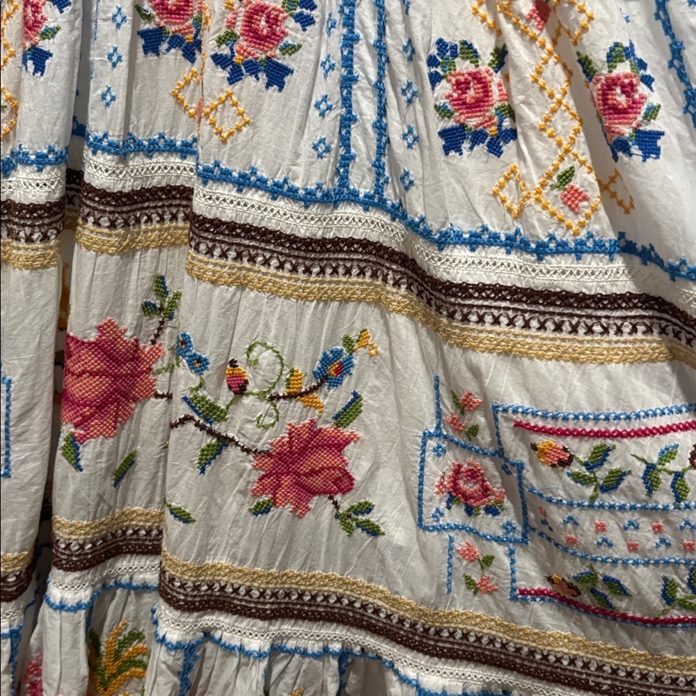 FARM RIO rare grandma embroidered tapestry midi dress - Picture 16 of 16